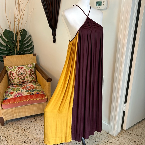 Banana Republic Burgundy and Yellow Midi Dress - Picture 3 of 12
